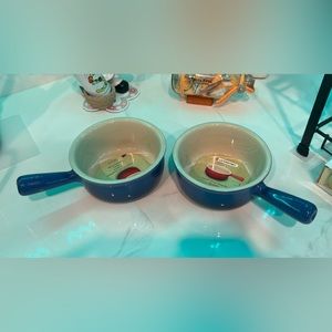 Le Creuset 2 French onion soup bowl cobalt